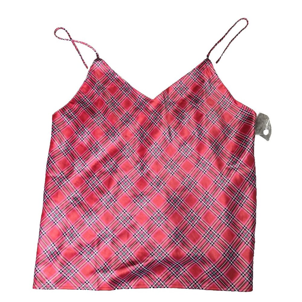 ​💖 Victoria's Secret New Plaid Lace-Trim Split Back Cami Camisole‎ - Size M